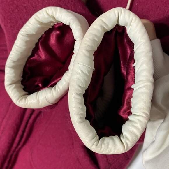 Vintage Kelsey Trail Burgundy Wool Embroidered Zip Front Parka W Fur Trim M - Picture 7 of 16